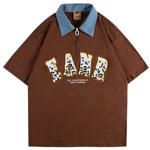 men's colorblock lapel retro polo shirt